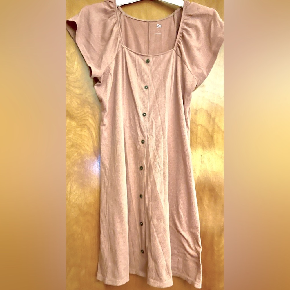 Sonoma brand rose pink knee length dress with buttons down front. Size L.